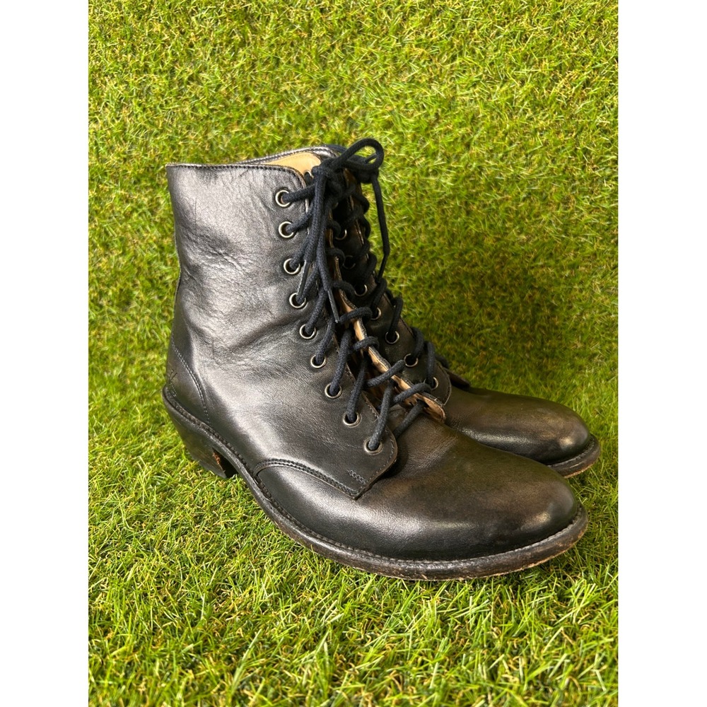 John Fluevog Black Leather Lace-Up Booties